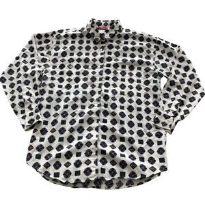 Southwestern Print Shirt Button Down Poly-Cotton Blend Pennylane Medium Vintage